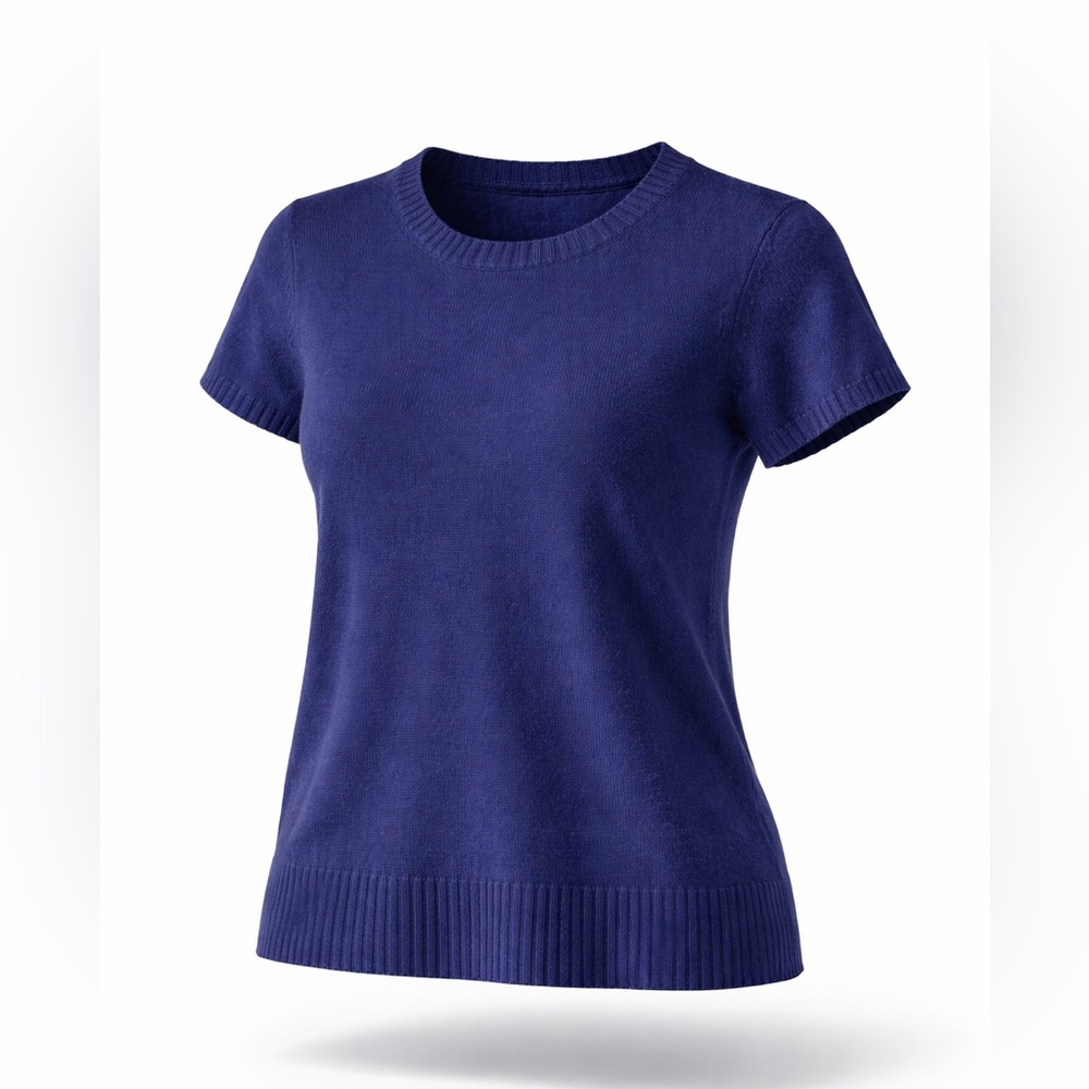 Saks Fifth Avenue  Cashmere Short-Sleeve Knit Top in Deep Blue